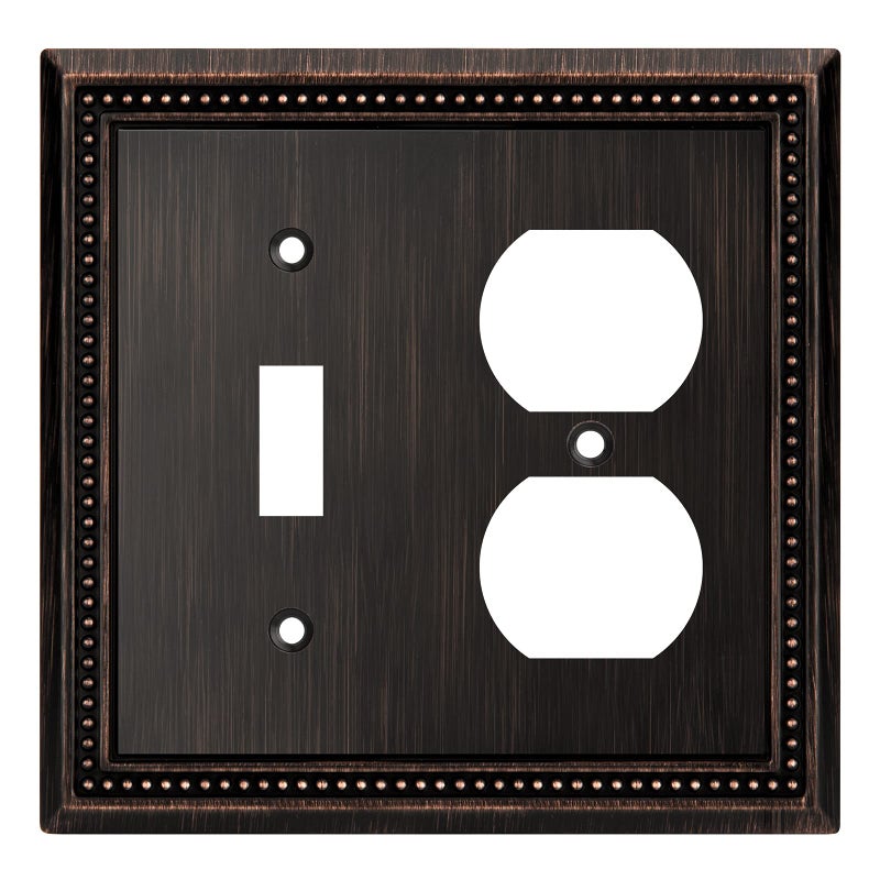 Henne Bery Sunken Pearls Decorative Wall Plate Switch Plate Outlet Cover (Toggle/Duplex, Aged Bronze) - Image 1